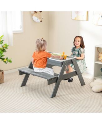 Kids Picnic Table Set with 3 Removable Bins