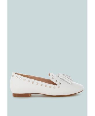 Rag and Co Womens Philoha Studs and Tassels Detail Flat Loafers