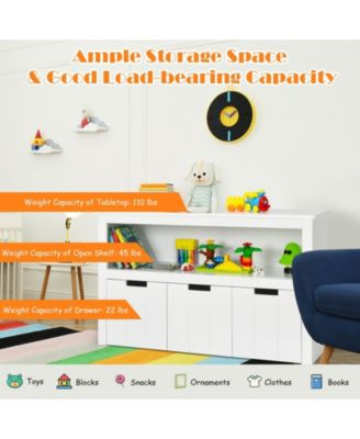 Kid Toy Storage Cabinet 3 Drawer Chest with Wheels Large Storage Cube Shelf