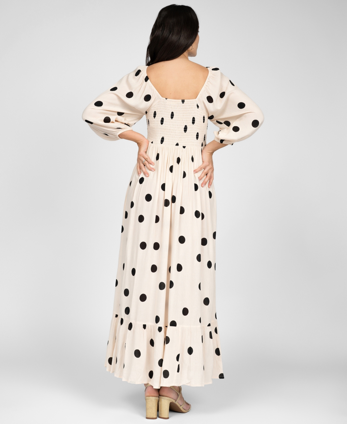 Shop Seraphine Women's Maternity Shirred Bodice Midi Dress In Dot