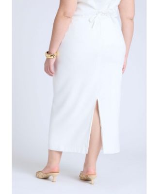 Women's Plus Size Linen Blend Column Skirt