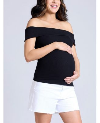 Maternity Rib Knit Short Sleeve Off The Shoulder Top - Motherhood