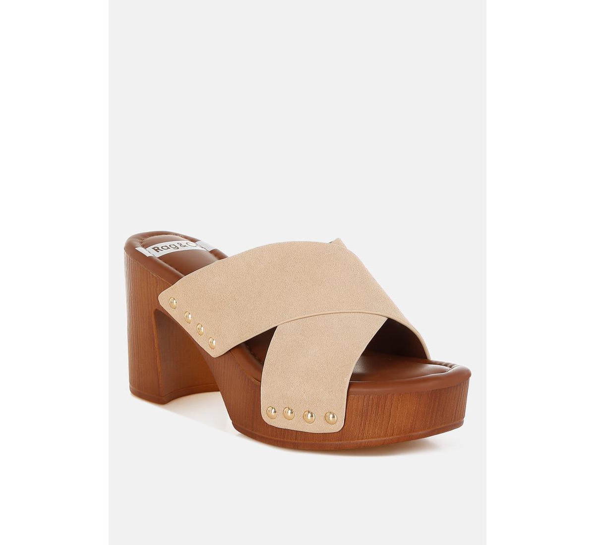 Mearsk Genuine Suede Leather Clogs - Beige