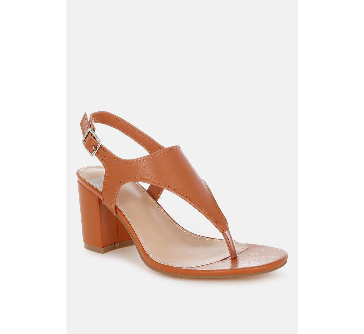 Ann Real Leather Thong Toe Sandals - Tan