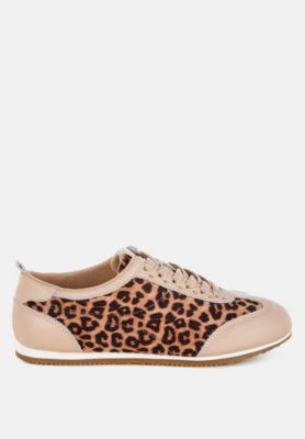 Womens Narati Leopard Print Real Leather Sneakers