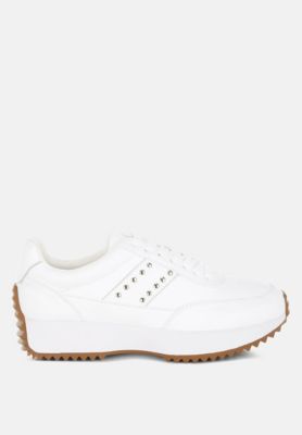 Womens Athion Studded Real Leather Sneakers