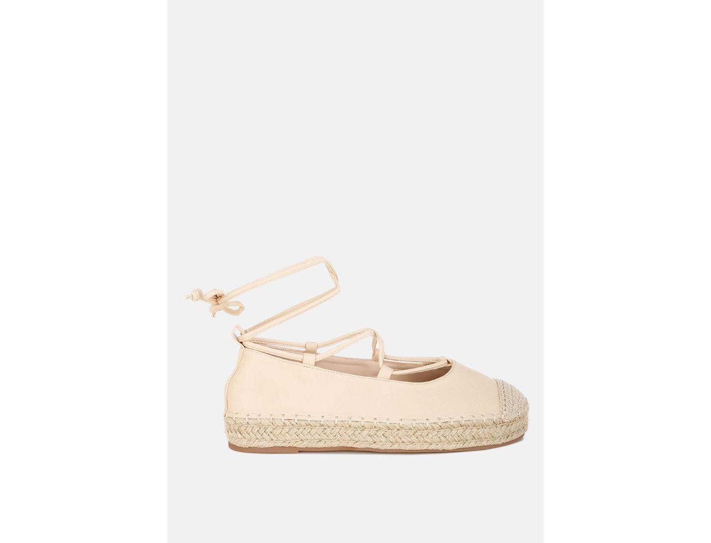 Женские сандалии London Rag Alaya Woven Toe Lace-Up Espadrilles, цвет: Бежевый — фото 2