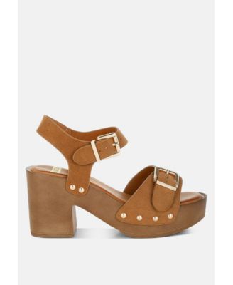 Rag and Co Women's Lhasa Real Suede Leather Clog Sandals