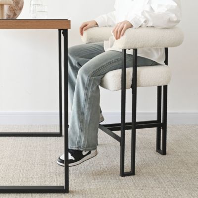 2-Pc Boucle Upholstered Modern 24.5-Inch with Curved Armrests – Counter Stool