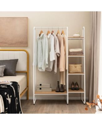 Clothes Rack Free Standing Storage Tower with Hanging Bar