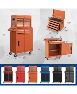 2-in-1 Rolling Tool Chest with 5 Sliding Lockable Drawers