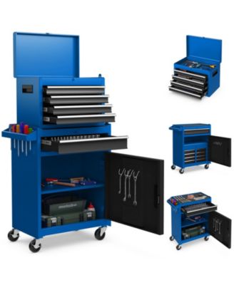 2-in-1 Rolling Tool Chest with 5 Sliding Lockable Drawers