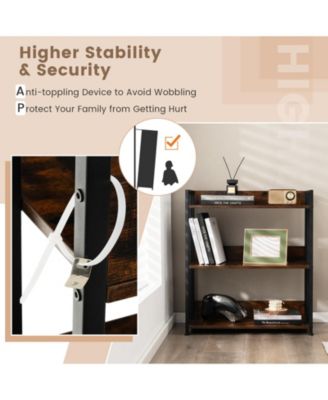 3-Tier Industrial Bookshelf Storage Shelf Display Rack with Adjustable Shelves-3-Tier