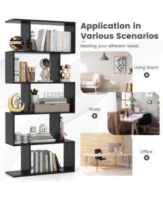 5-Tier Bookshelf with Anti-Toppling Device for Living Room Home Office