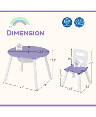 Wood Activity Kids Table and Chair Set with Center Mesh Storage