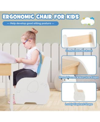 4-in-1 Wooden Activity Kids Table and Chairs with Storage and Detachable Blackboard