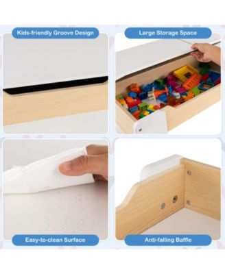 4-in-1 Wooden Activity Kids Table and Chairs with Storage and Detachable Blackboard