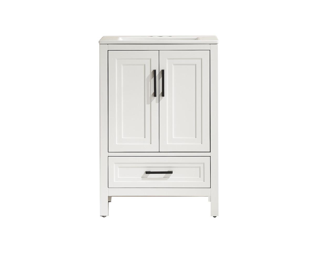 Fully Assembled 24" Freestanding Single Bathroom Vanity with Top - White