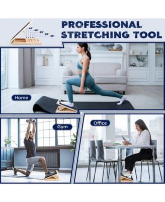 Wooden Slant Board for Calf Stretching Squats Calf Stretcher Pilates Physical Therapy Equipment Adjustable Incline Board for Knees Ankle Heel Feet Leg