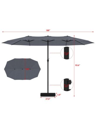 15 ft. Large Market Double Sided Umbrella Outdoor Patio Umbrella in Blue with Crank Handle, for Poolside Lawn Garden