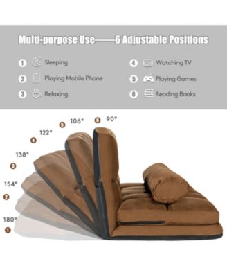 48" x 44.5" x 23" 6-Position Foldable Floor Sofa Bed with Detachable Cloth Cover