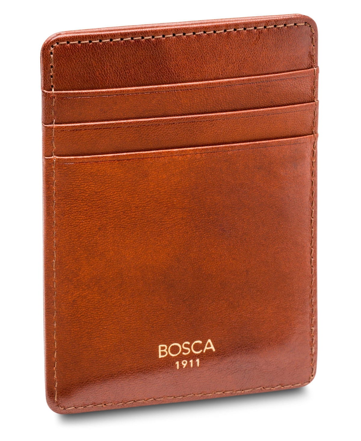 Men's Old Leather Deluxe Front Pocket Wallet - Amber