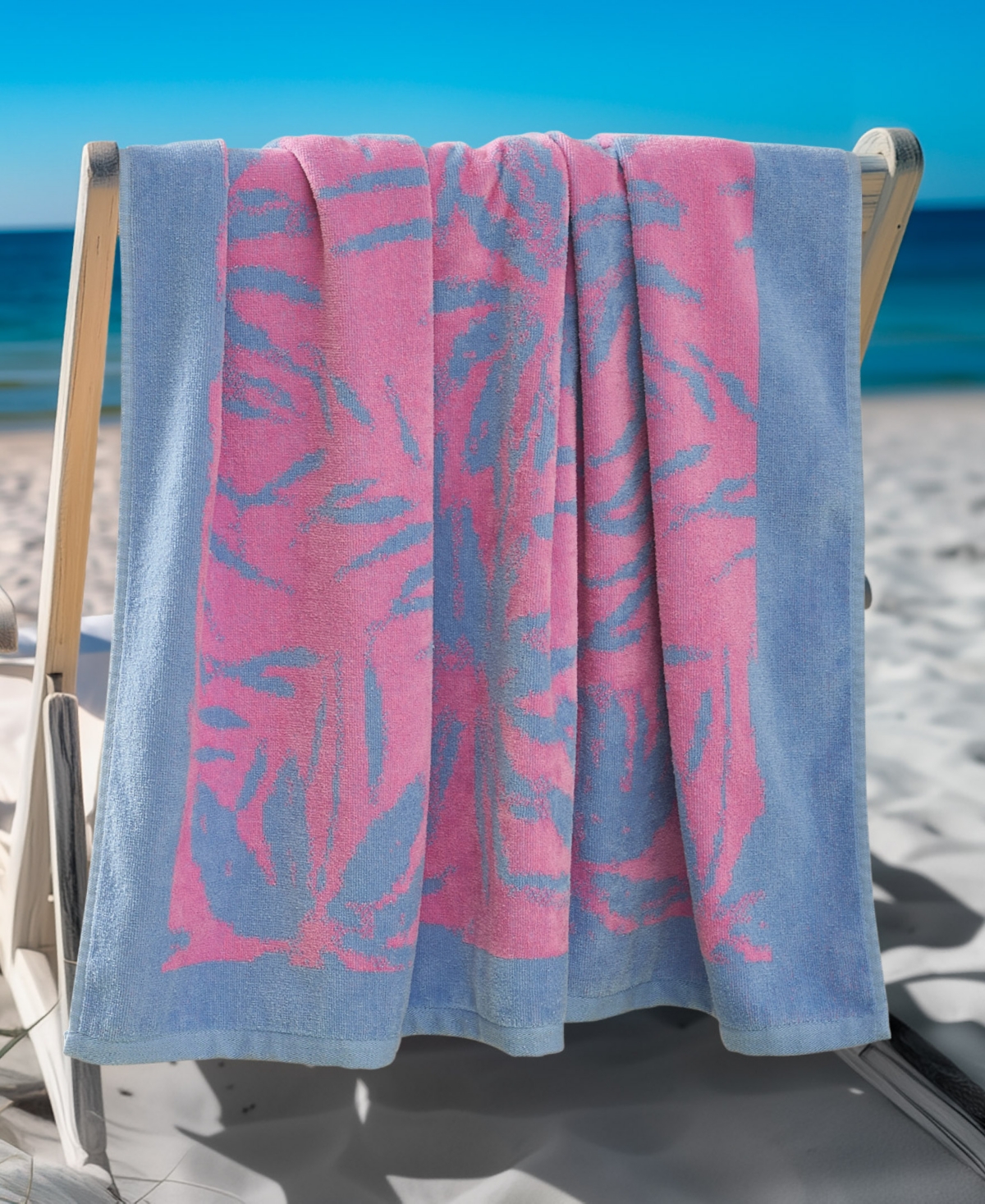 Jessica Simpson Palm Bliss Cotton Beach Towel, 36" X 72" In Palm Bliss
