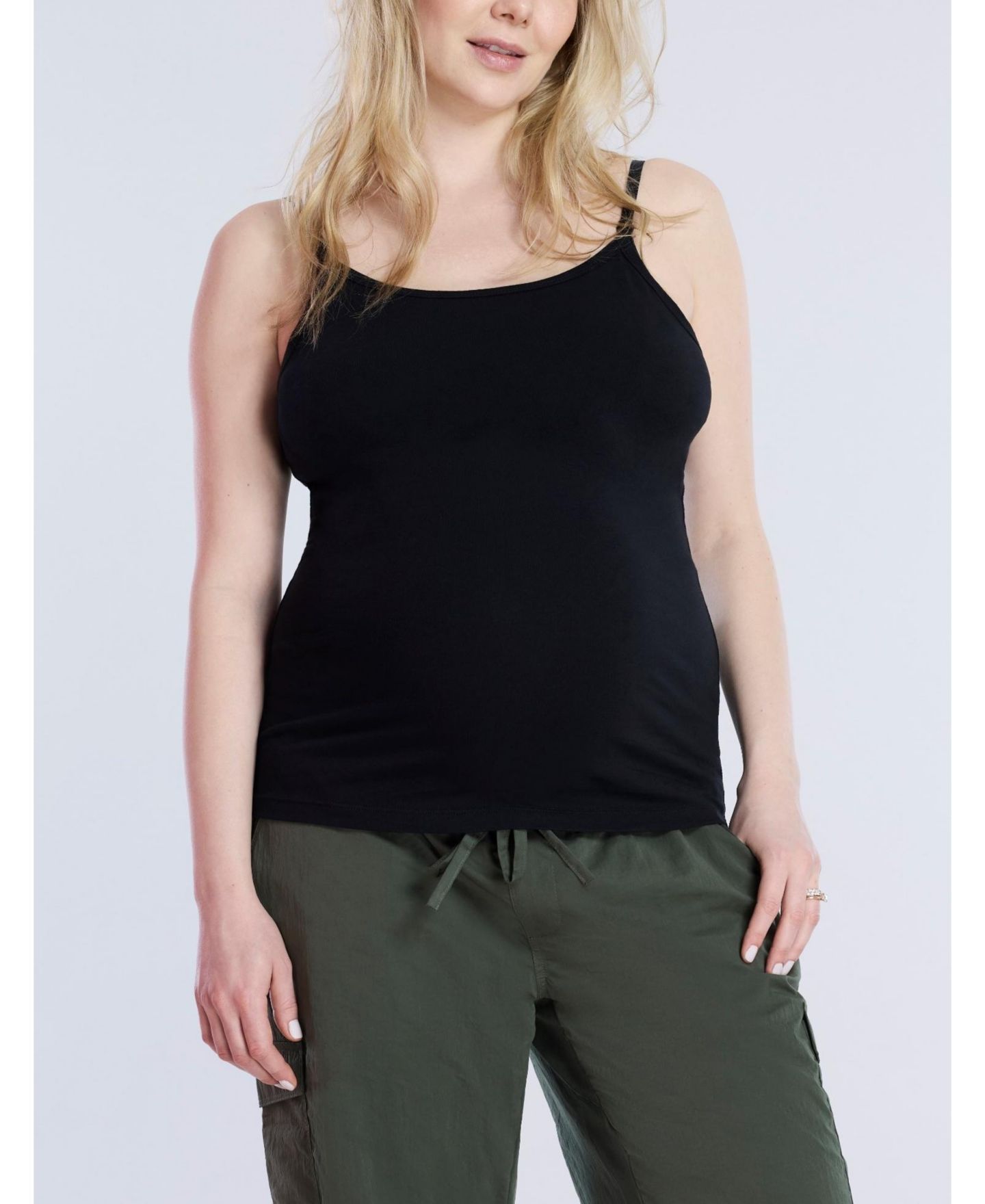 Женский топ Motherhood Maternity Plus Size Clip Down Nursing Tank Top - Motherhood, цвет: Чёрный — фото 1