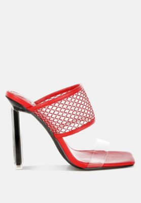 Womens Salween Clear Embellished Square Toe Heels