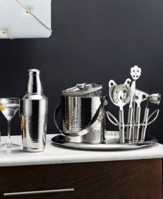 Hammered Stainless Steel 9-Pc. Barware Set
