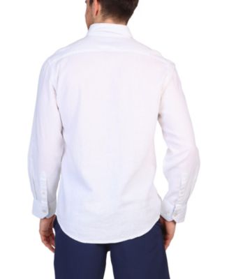 Solid Linen Blend Long Sleeve Shirt