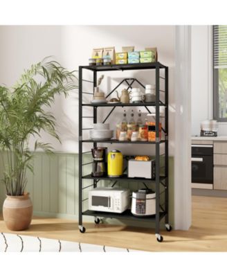 5-Tier Foldable Storage Shelf with Wheels