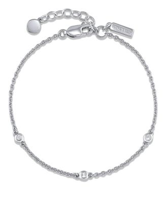Women's Sapphire Trio Silver Chain Bracelet, 6" Chain