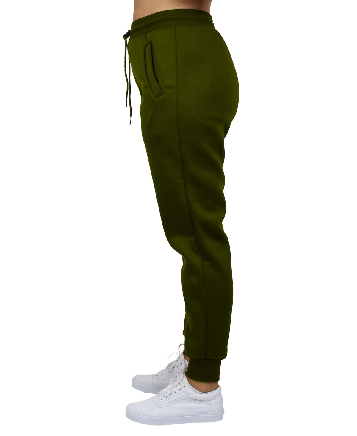 Galaxy By Harvic Women's Loose Fit Fleece Lined Jogger Sweatpants In Olive