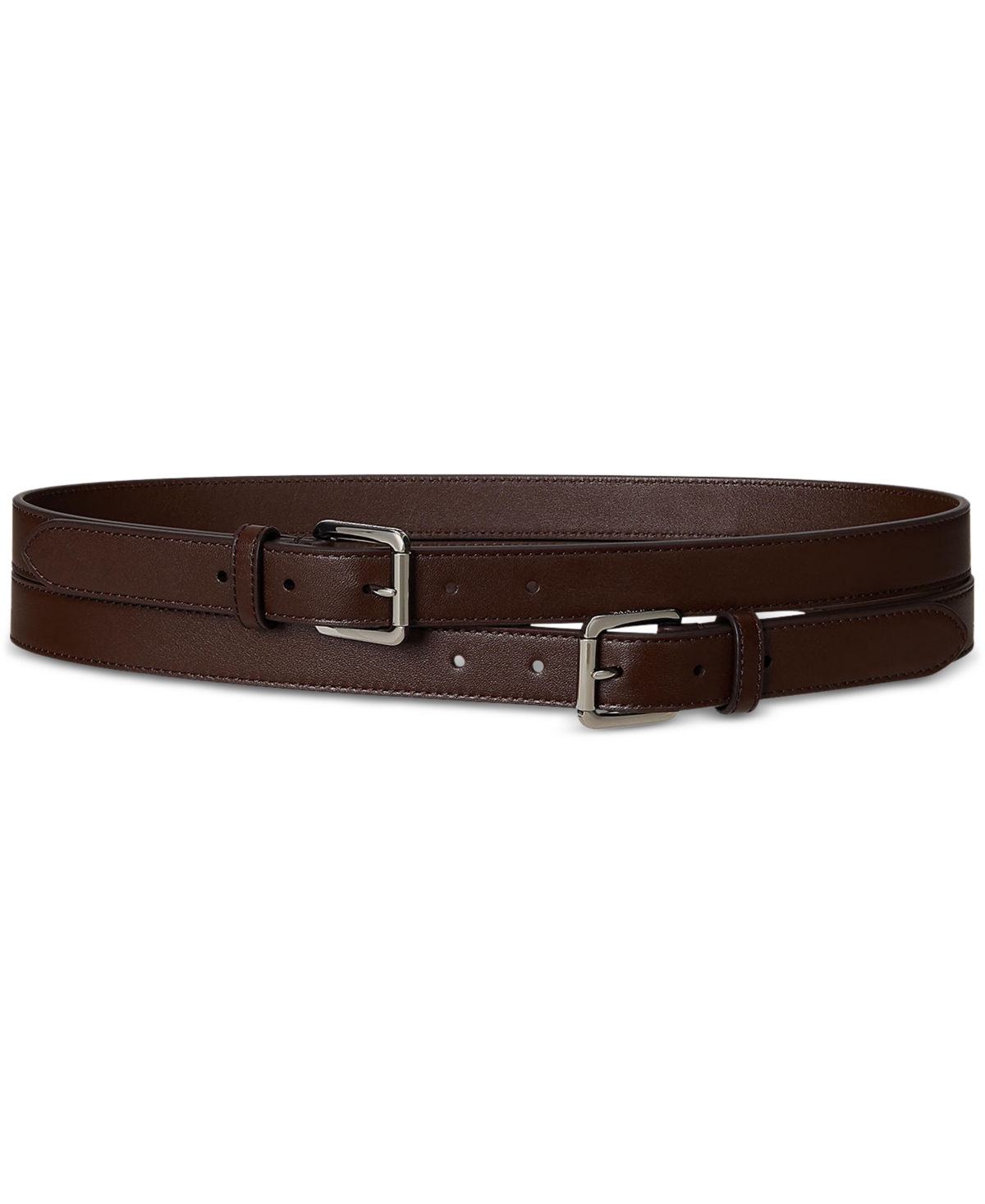 Ralph Lauren Leather Double-buckle Stacked Wide Belt