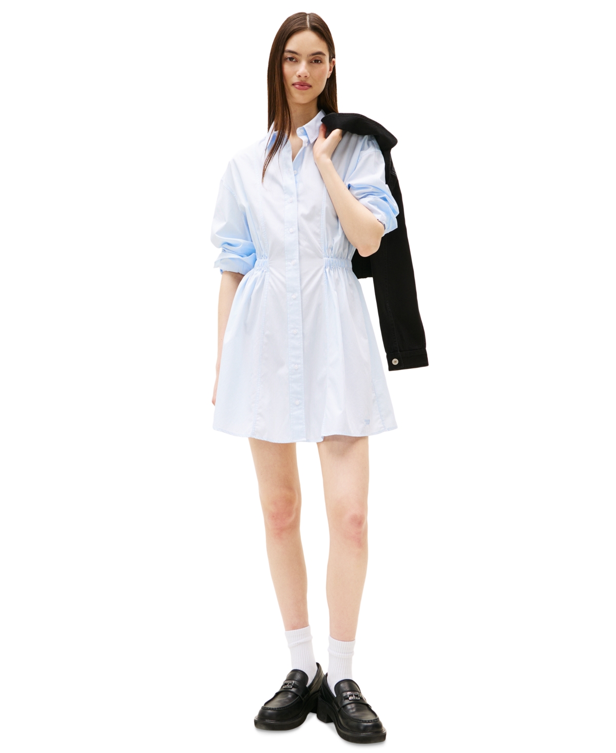 Tommy Jeans Women's Pinstripe Tie-back Shirtdress