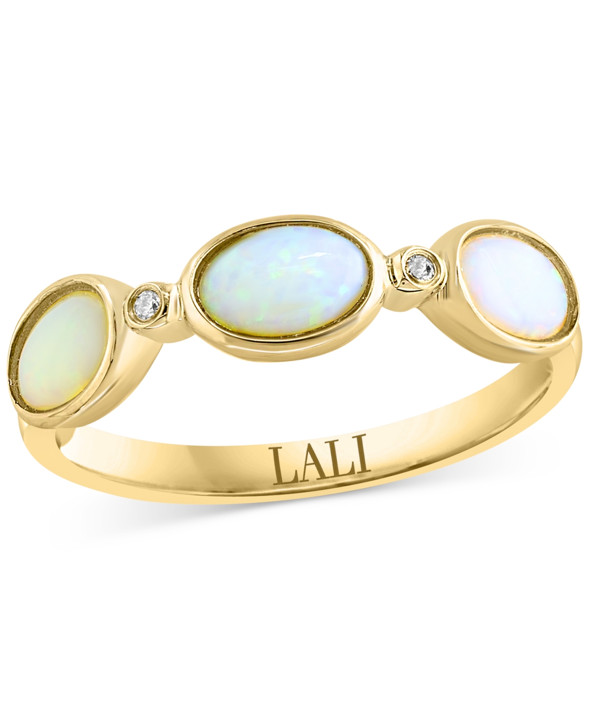 Opal (3/4 ct. t.w.) & Diamond Accent Ring in 14k Yellow Gold - Yellow Gold