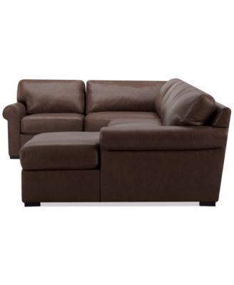 Radley Roll Arm 152" 4-Pc. Leather Wedge Corner Chaise Sectional