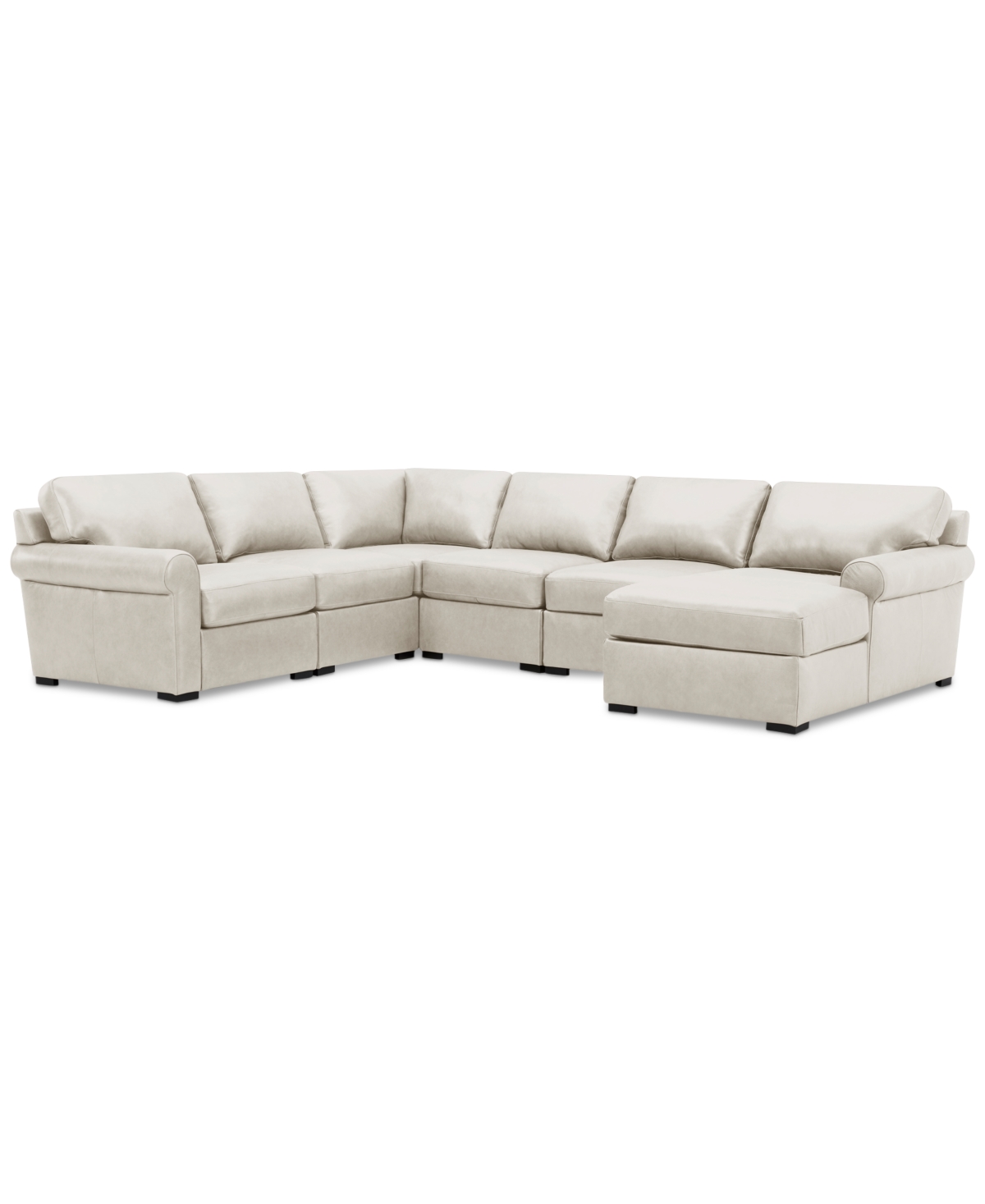 Macy's Radley Roll Arm 132" 6-pc. Leather Square Corner Chaise Sectional, Exclusively At