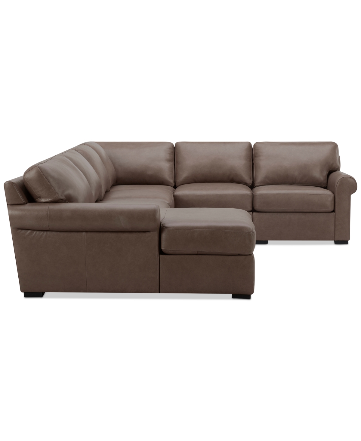 Macy's Radley Roll Arm 132" 6-pc. Leather Square Corner Chaise Sectional, Exclusively At