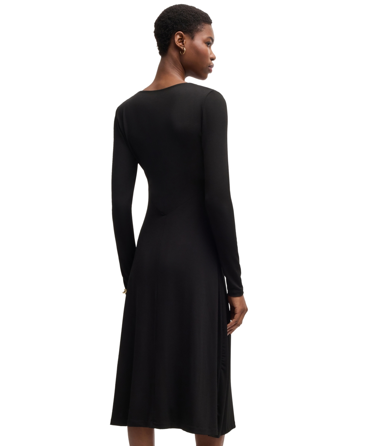 Hugo Boss Boss By  Women's Stretch Crepe Twist-front Dress In Black