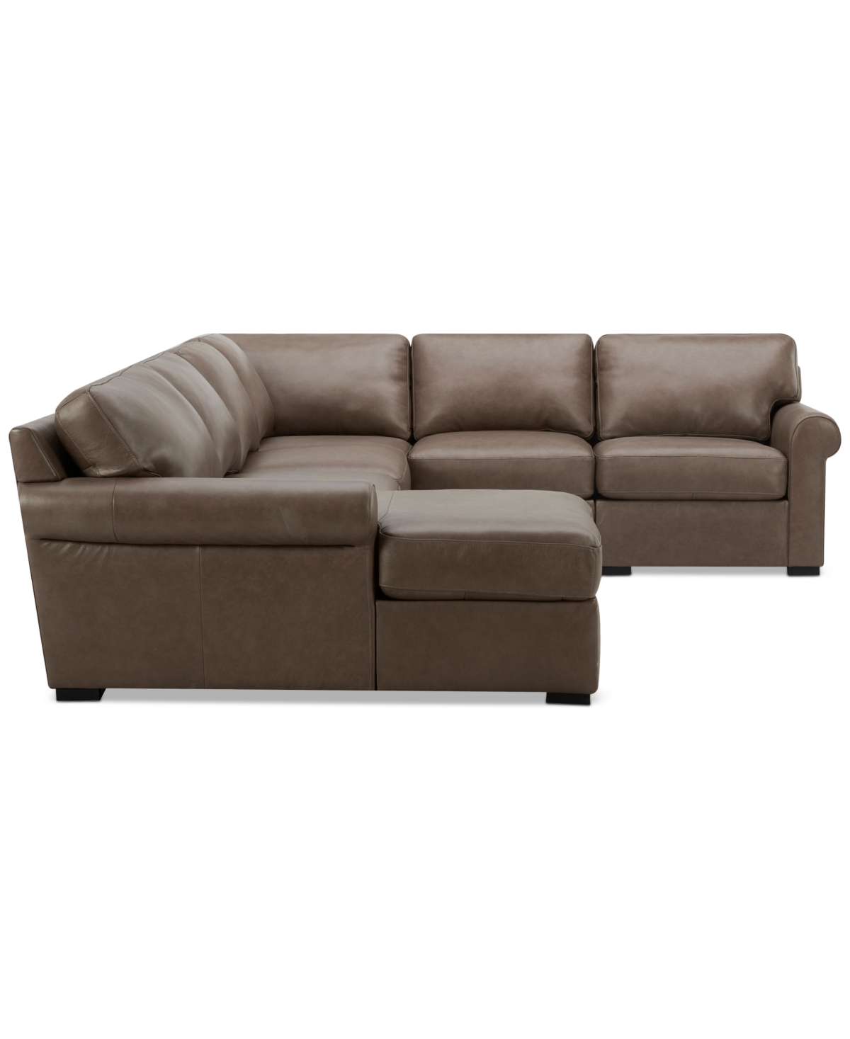 MACY'S RADLEY ROLL ARM 132" 6-PC. LEATHER SQUARE CORNER CHAISE SECTIONAL, EXCLUSIVELY AT MACY'S 