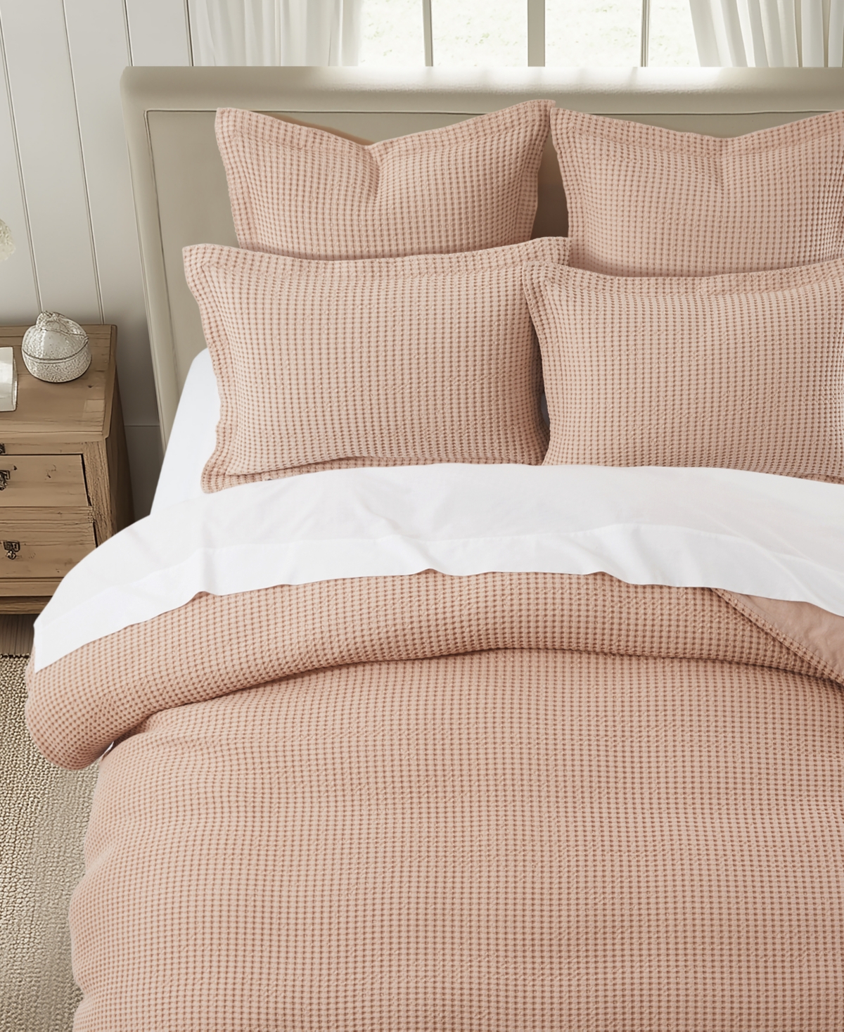 Levtex Mills Waffle Textured 2-pc. Duvet Cover Set, Twin/twin Xl In Rose