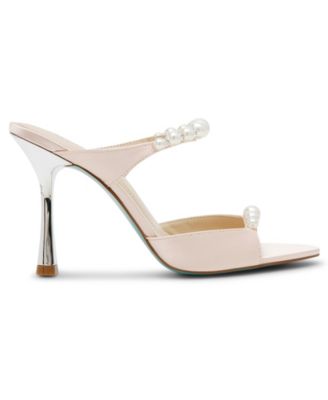 Women's Lacy Embellished Satin Heeled Mules