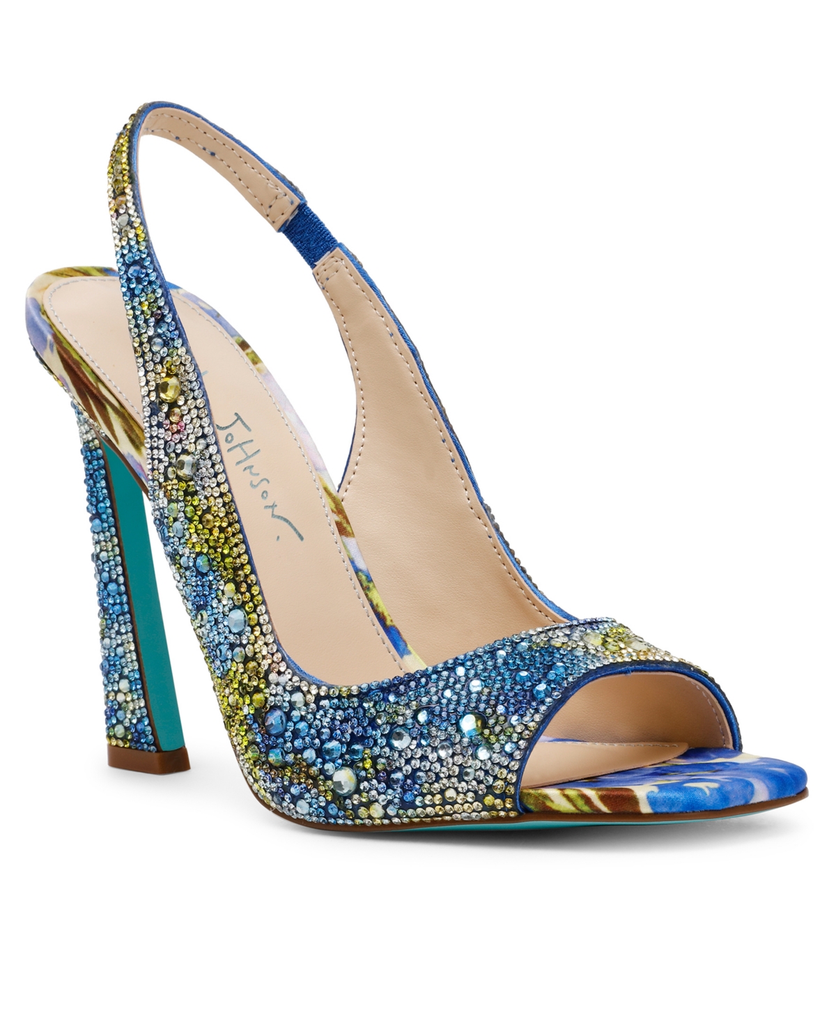 Betsey Johnson Women's Mina Rhinestone Peep Toe Evening Sandals In Blue Tulip
