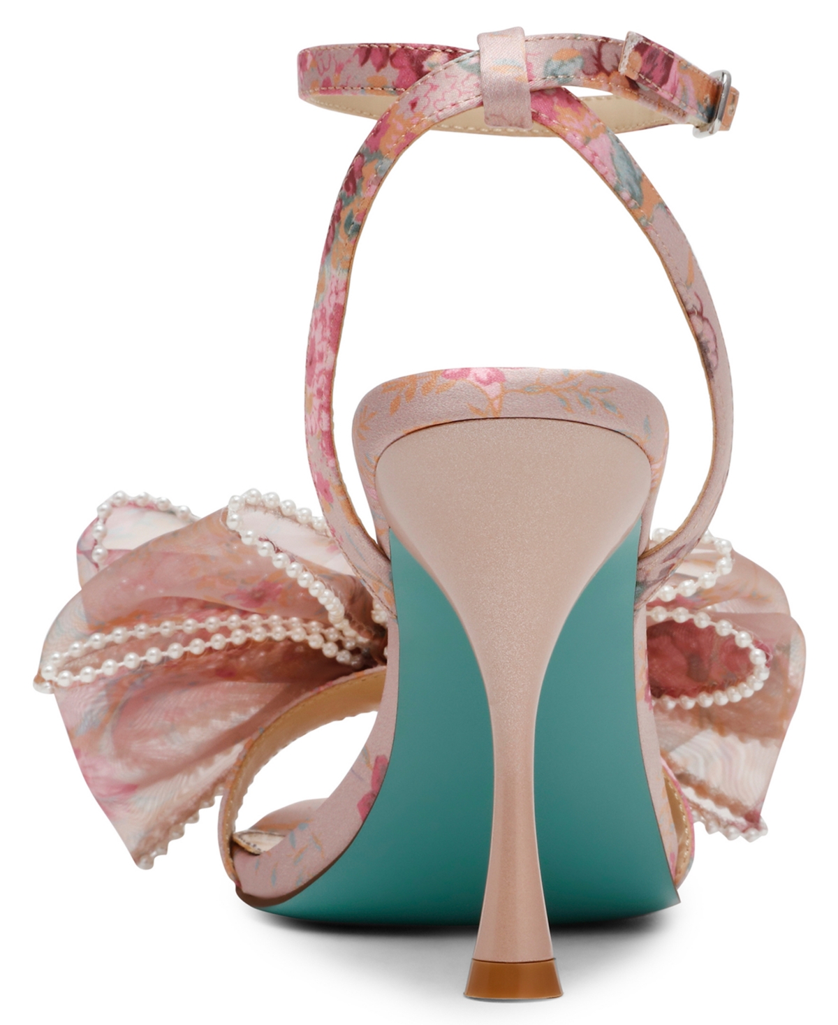 Shop Betsey Johnson Women's Fawn Mesh Bow Heeled Sandals In Nude Floral