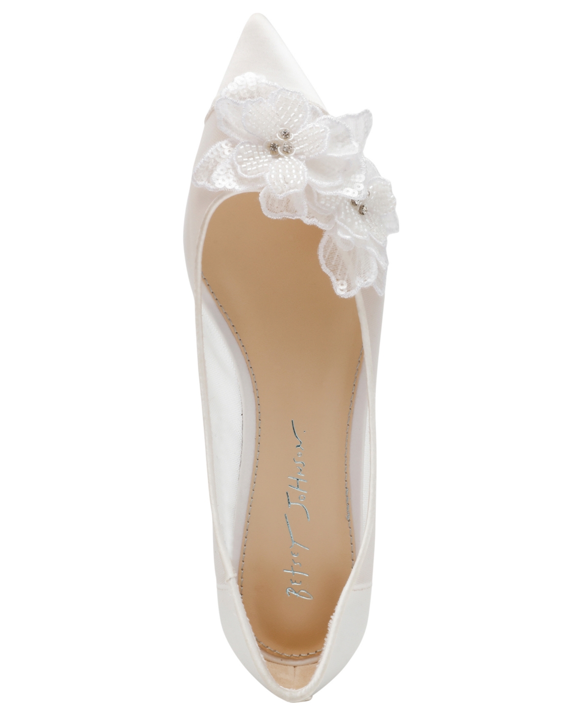 BETSEY JOHNSON WOMEN'S GRAY FLORAL MESH FLATS 