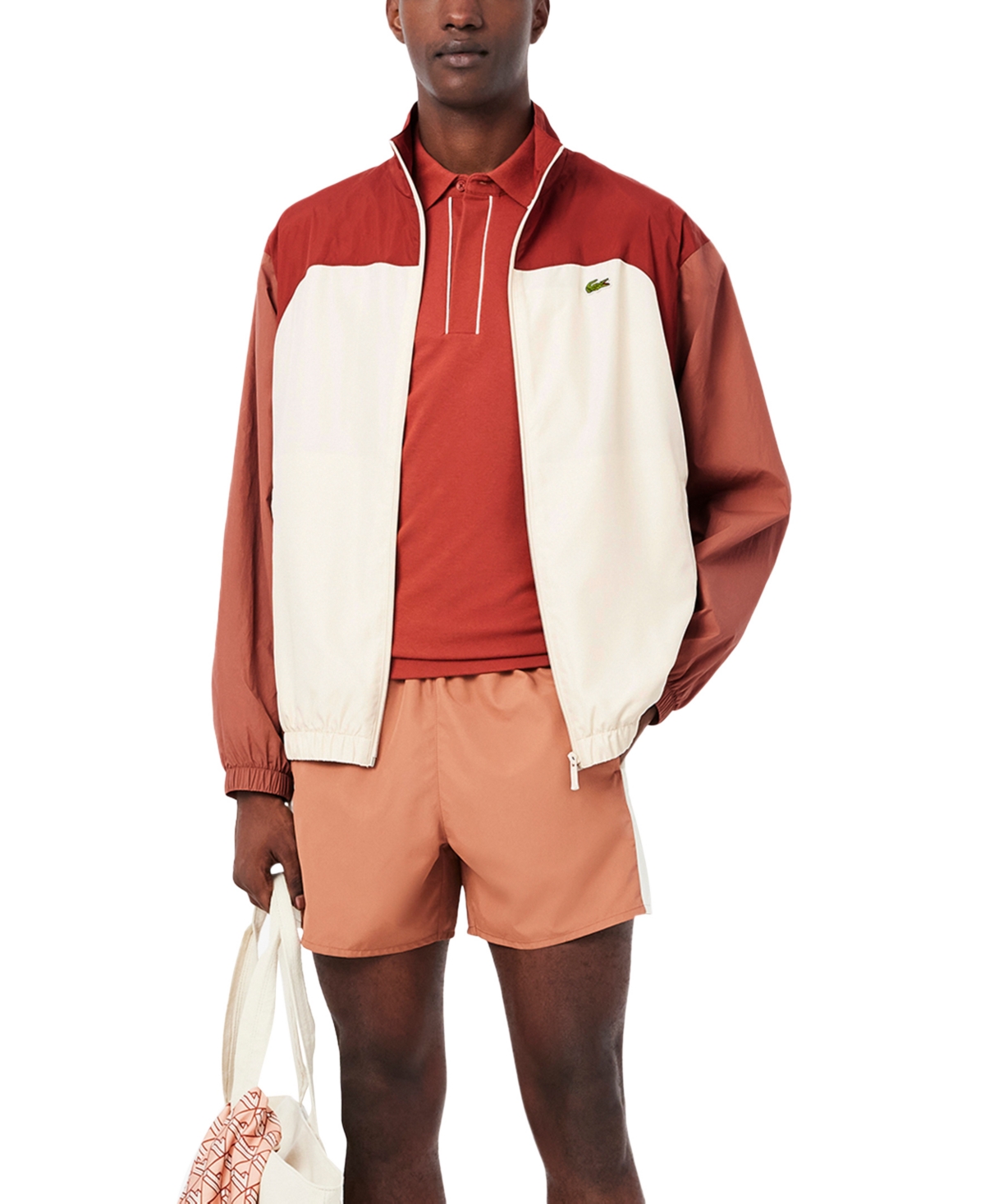 Lacoste Men's Relaxed-fit Colorblocked Logo Jacket In Red