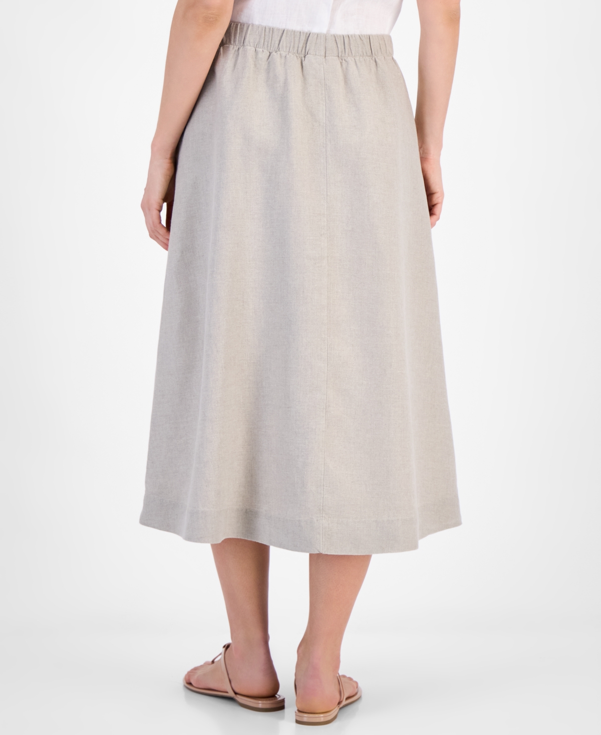 CHARTER CLUB WOMEN'S PULL-ON 100% LINEN MIDI SKIRT, EXCLUSIVELY AT MACY'S 