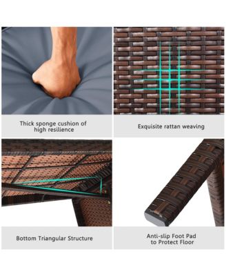 3PCS Patio Wicker Rattan Sofa Set Outdoor Sectional Conversation Set